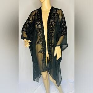 Sheer Velvet Filagree Kimono Robe – Sexy & Versatile Boho Coverup